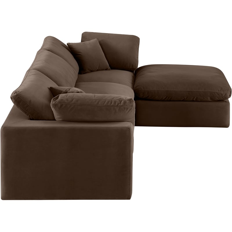 Meridian Furniture Comfy Brown Velvet 4-Pc. Modular Sectional