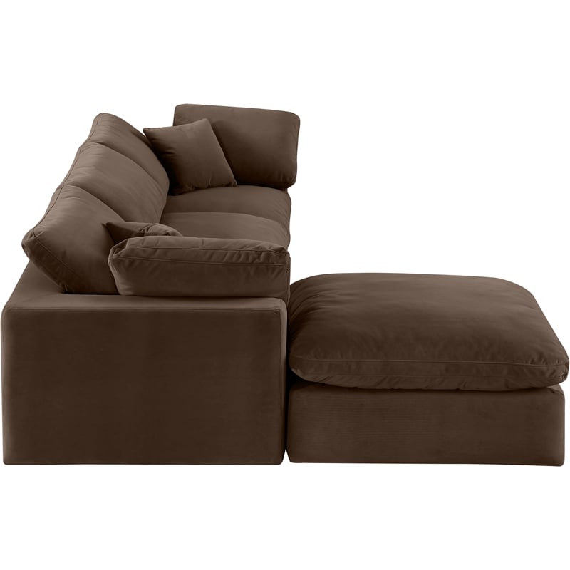 Meridian Furniture Comfy Brown Velvet 4-Pc. Modular Sectional