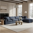 Meridian Furniture Comfy Navy Linen Textured Fabric 5-Pc. Modular Sectional