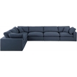 Meridian Furniture Comfy Navy Linen Textured Fabric 6-Pc. Modular Sectional