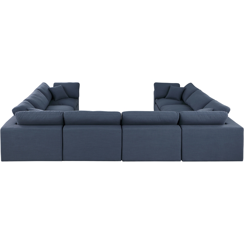 Meridian Furniture Comfy Navy Linen Textured Fabric 8-Pc. Modular Sectional