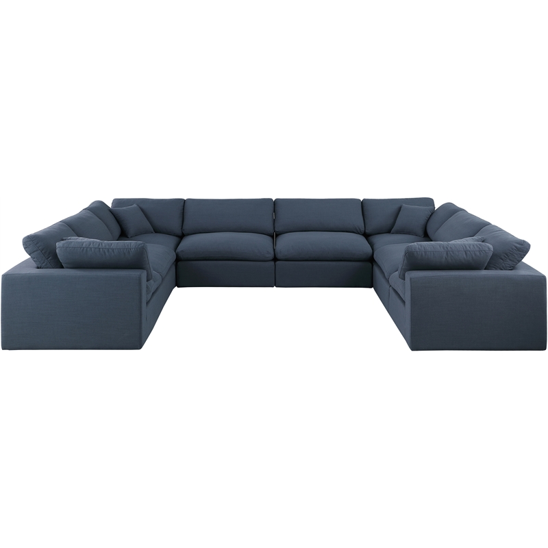 Meridian Furniture Comfy Navy Linen Textured Fabric 8-Pc. Modular Sectional