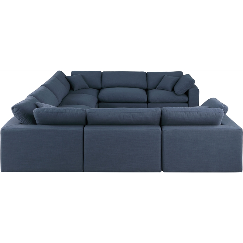 Meridian Furniture Comfy Navy Linen Textured Fabric 8-Pc. Modular Sectional