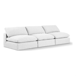 Meridian Furniture Comfy White Linen Textured Fabric 3-Pc. Modular Sofa