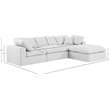 Meridian Furniture Comfy White Linen Textured Fabric 4-Pc. Modular Sectional