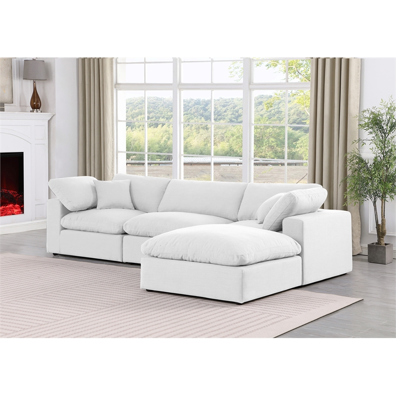 Meridian Furniture Comfy White Linen Textured Fabric 4-Pc. Modular Sectional