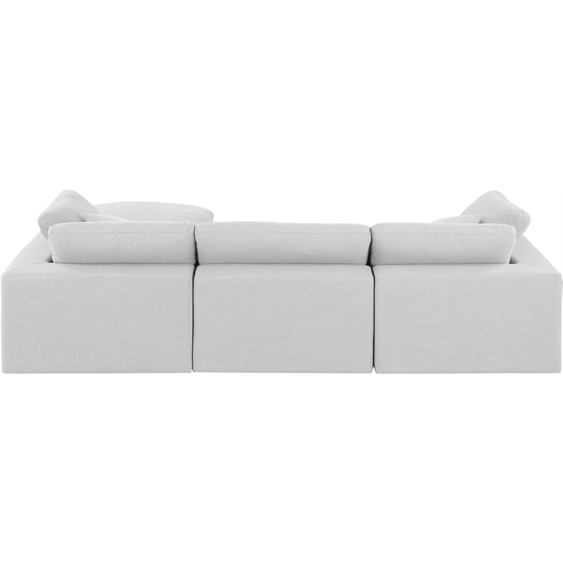 Meridian Furniture Comfy White Linen Textured Fabric 4-Pc. Modular Sectional