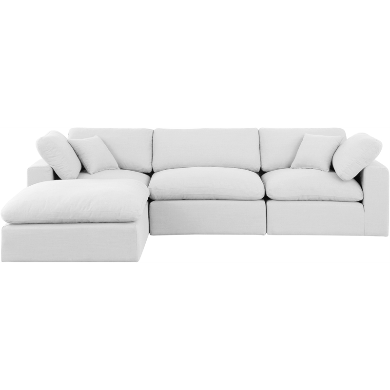 Meridian Furniture Comfy White Linen Textured Fabric 4-Pc. Modular Sectional