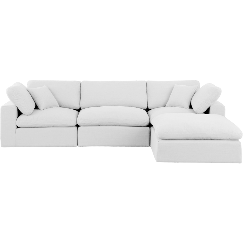 Meridian Furniture Comfy White Linen Textured Fabric 4-Pc. Modular Sectional