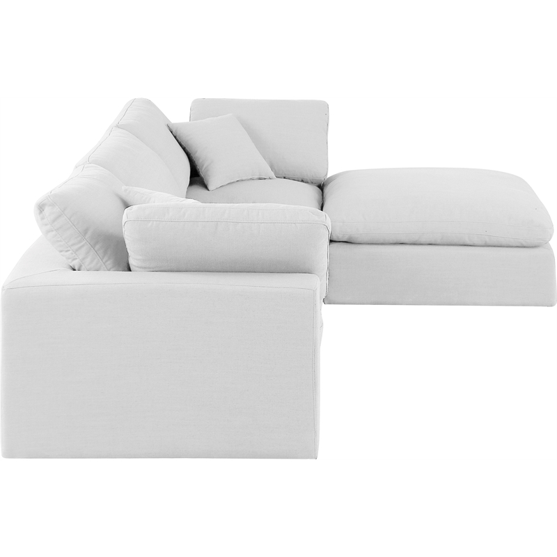 Meridian Furniture Comfy White Linen Textured Fabric 4-Pc. Modular Sectional