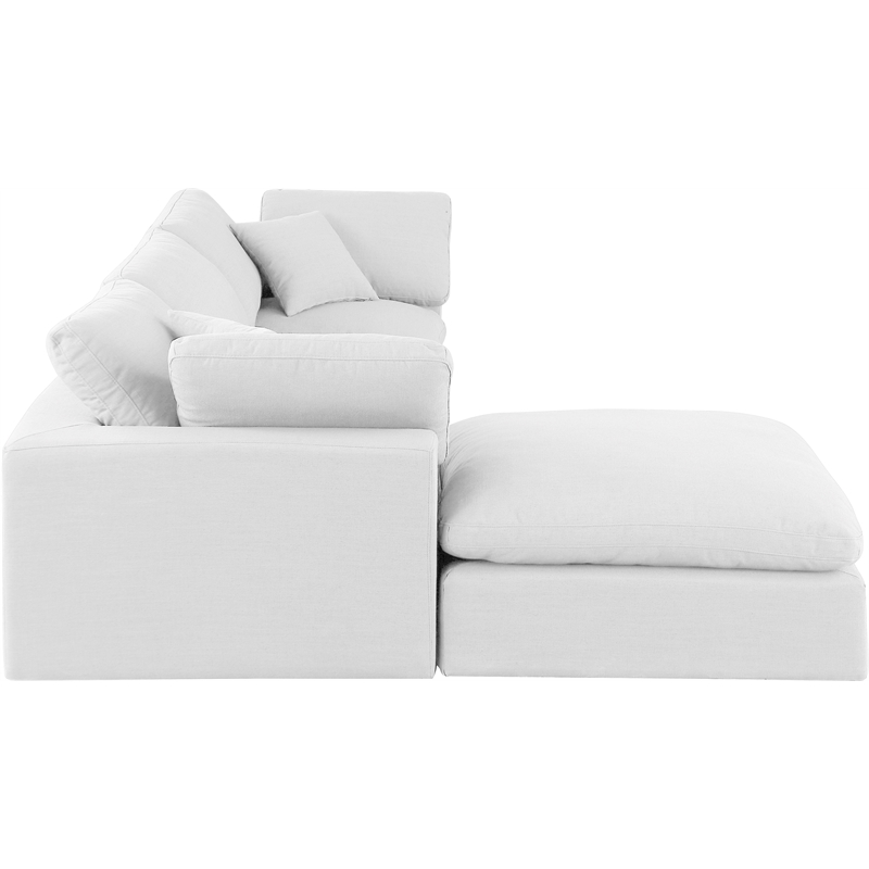Meridian Furniture Comfy White Linen Textured Fabric 4-Pc. Modular Sectional