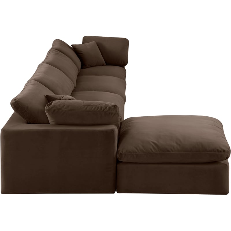 Meridian Furniture Comfy Brown Velvet 5-Pc. Modular Sectional