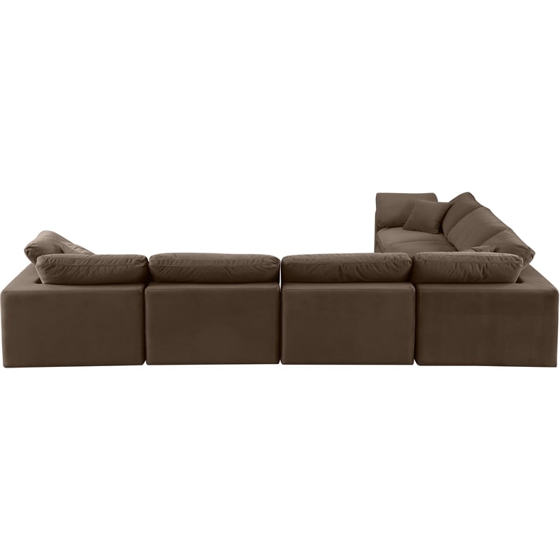Meridian Furniture Comfy Brown Velvet 6-Pc. Modular Sectional