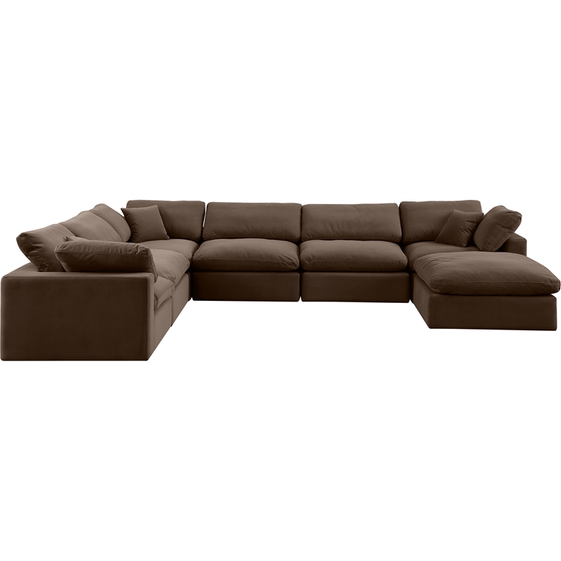 Meridian Furniture Comfy Brown Velvet 7-Pc. Modular Sectional