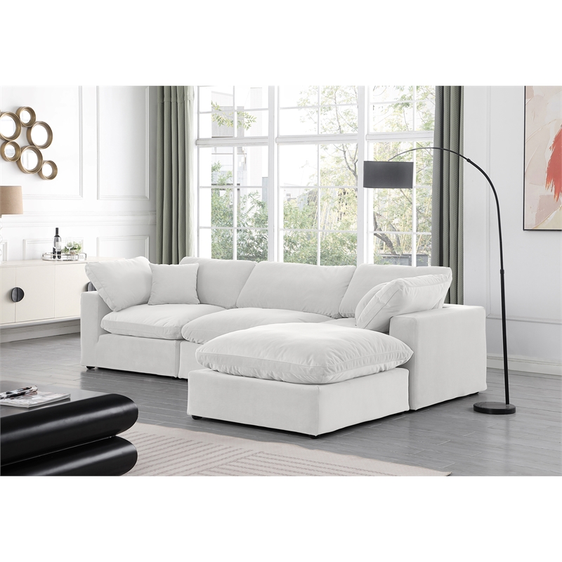 Meridian Furniture Comfy Cream Velvet 4-Pc. Modular Sectional