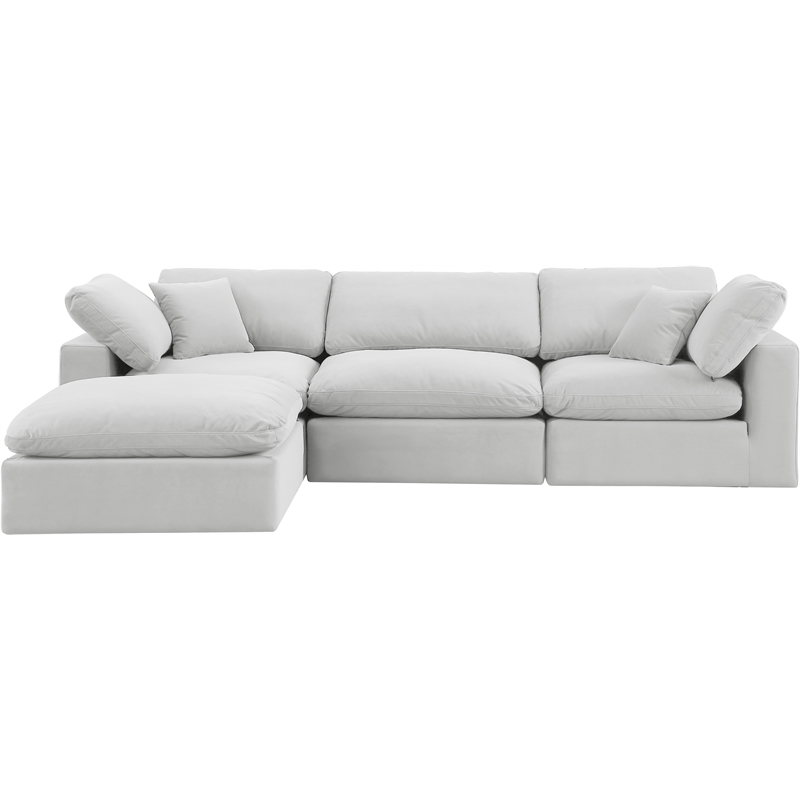 Meridian Furniture Comfy Cream Velvet 4-Pc. Modular Sectional