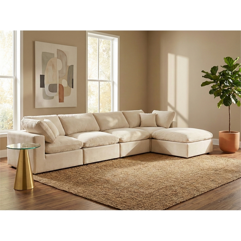 Meridian Furniture Comfy Cream Velvet 5-Pc. Modular Sectional