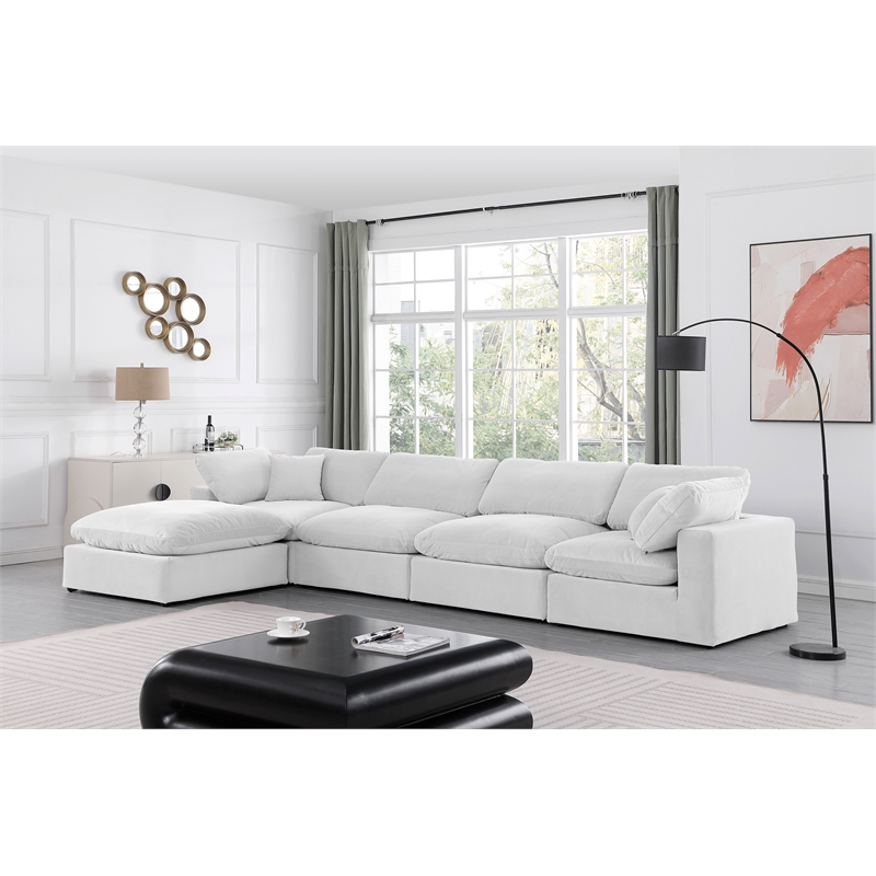 Meridian Furniture Comfy Cream Velvet 5-Pc. Modular Sectional