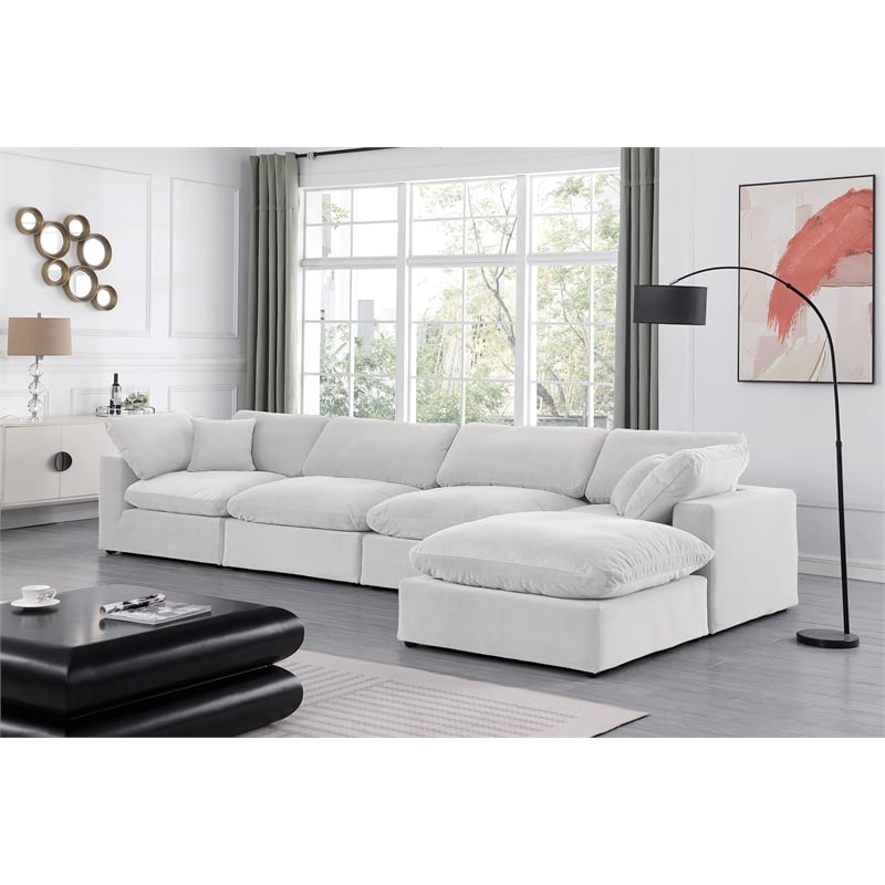 Meridian Furniture Comfy Cream Velvet 5-Pc. Modular Sectional