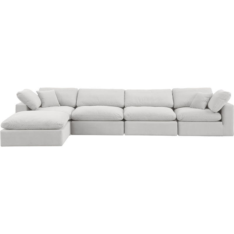 Meridian Furniture Comfy Cream Velvet 5-Pc. Modular Sectional