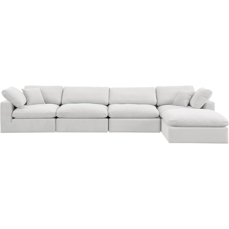 Meridian Furniture Comfy Cream Velvet 5-Pc. Modular Sectional