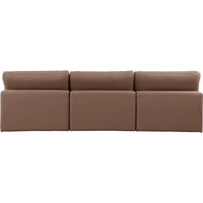 Meridian Furniture Comfy Brown Vegan Leather 3-Pc. Modular Sofa