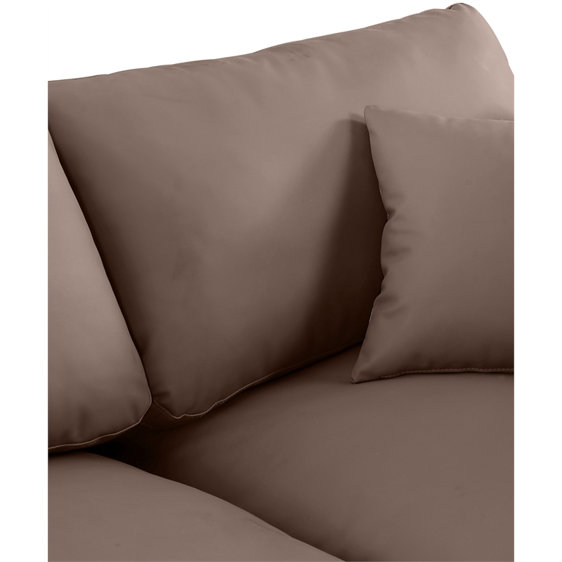 Meridian Furniture Comfy Brown Vegan Leather 3-Pc. Modular Sofa