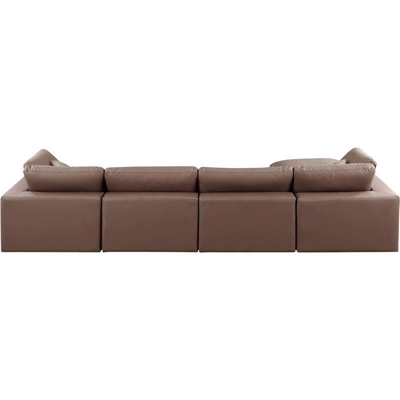 Meridian Furniture Comfy Brown Vegan Leather 5-Pc. Modular Sectional