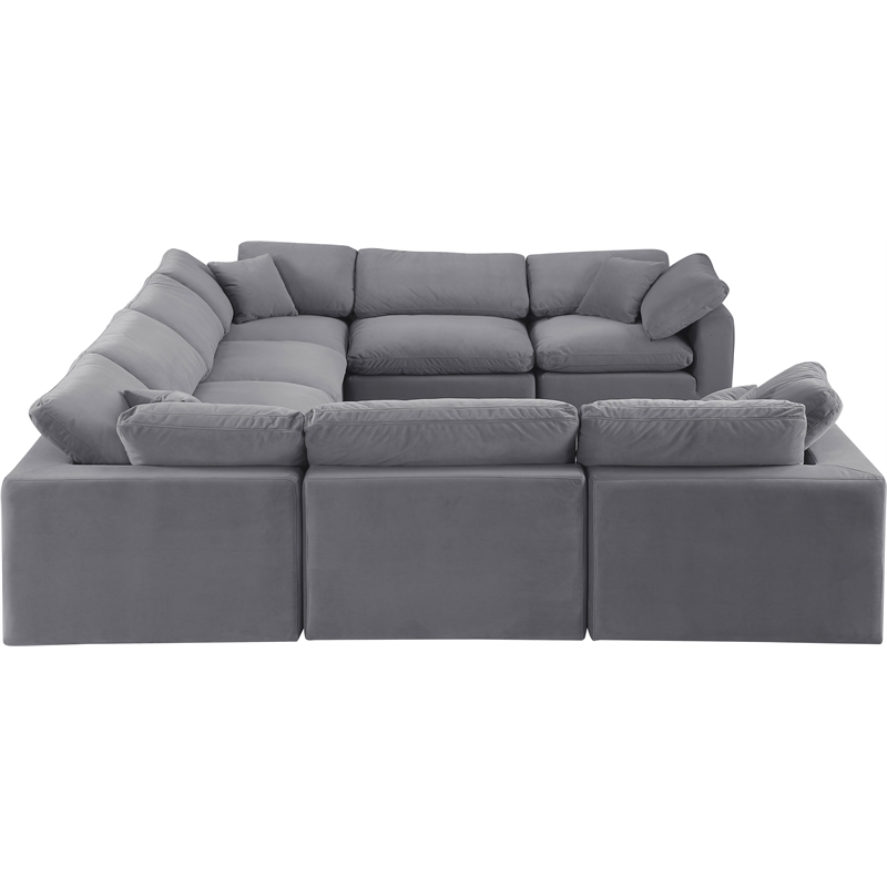 Meridian Furniture Comfy Grey Velvet 8-Pc. Modular Sectional