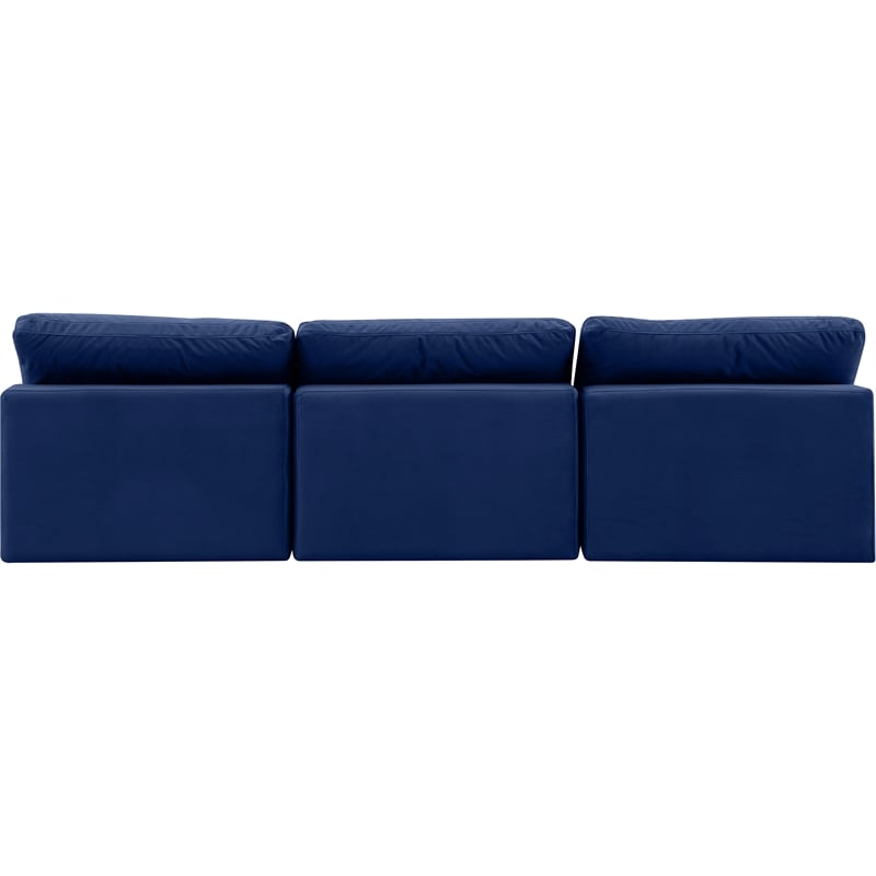 Meridian Furniture Comfy Navy Velvet 3-Pc. Modular Sofa
