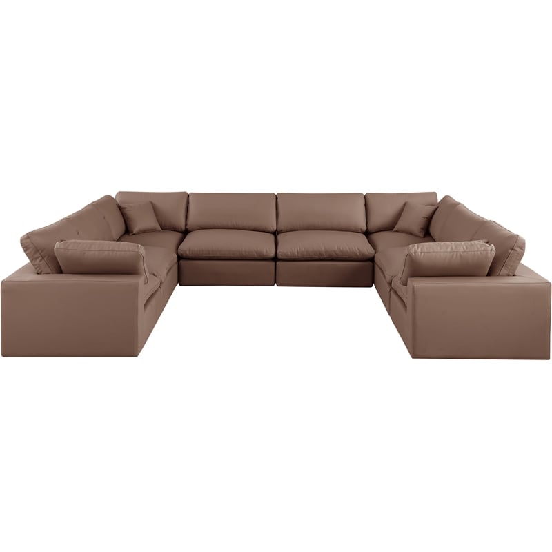 Meridian Furniture Comfy Brown Vegan Leather 8-Pc. Modular Sectional