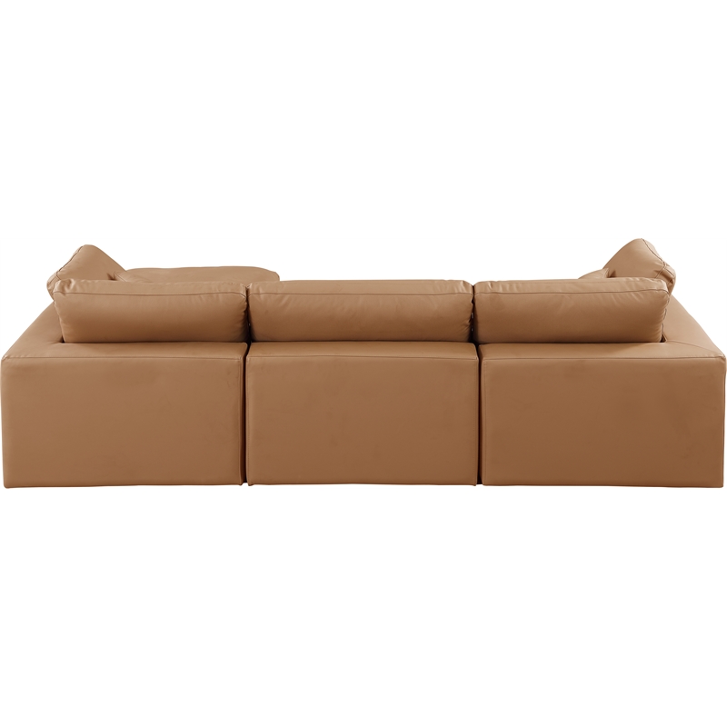 Meridian Furniture Comfy Cognac Vegan Leather 4-Pc. Modular Sectional