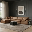 Meridian Furniture Comfy Cognac Vegan Leather 5-Pc. Modular Sectional