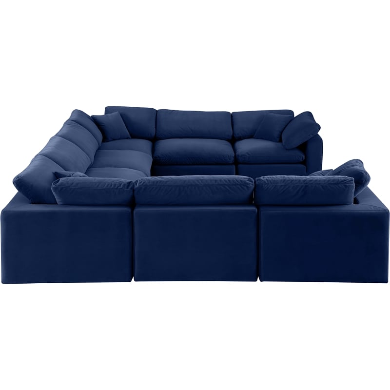 Meridian Furniture Comfy Navy Velvet 8-Pc. Modular Sectional