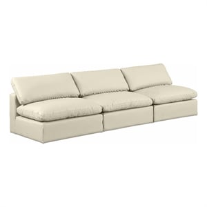 Meridian Furniture Comfy Cream Vegan Leather 3-Pc. Modular Sofa