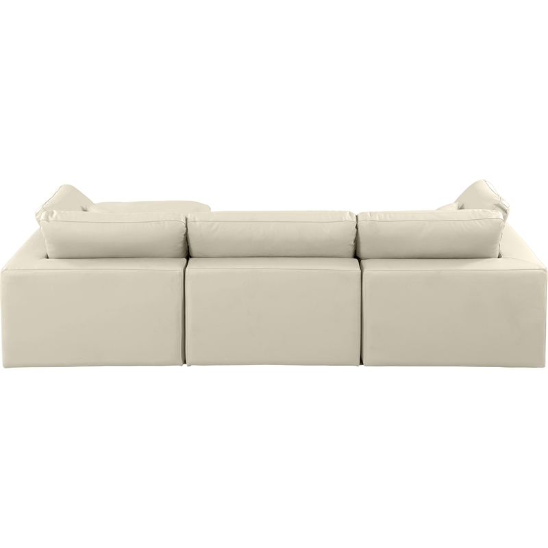 Meridian Furniture Comfy Cream Vegan Leather 4-Pc. Modular Sectional