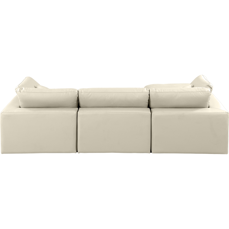 Meridian Furniture Comfy Cream Vegan Leather 4-Pc. Modular Sectional