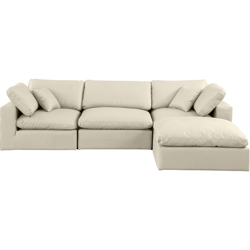 Meridian Furniture Comfy Cream Vegan Leather 4-Pc. Modular Sectional