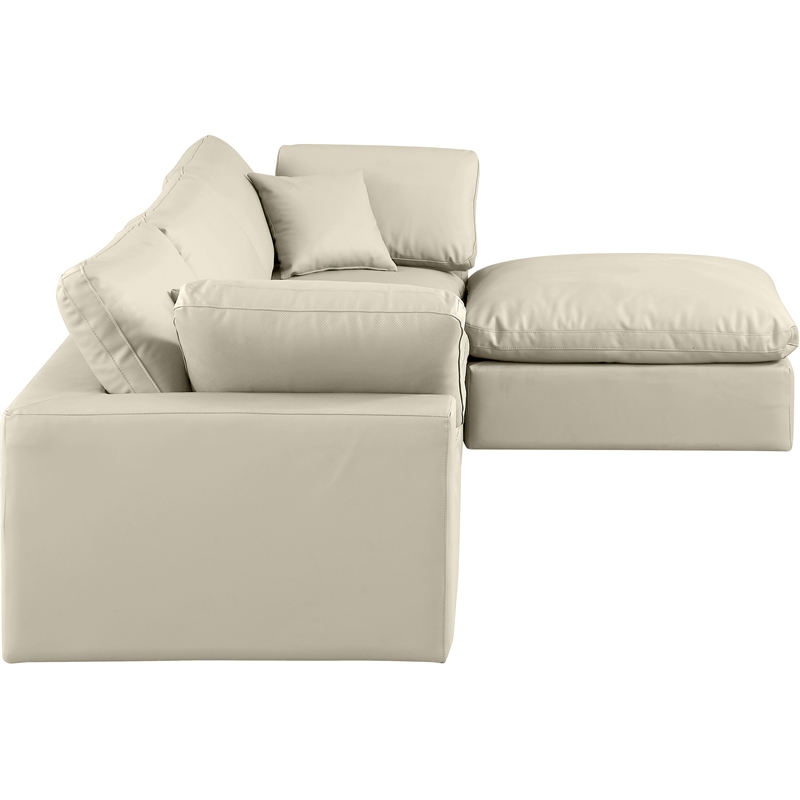 Meridian Furniture Comfy Cream Vegan Leather 4-Pc. Modular Sectional