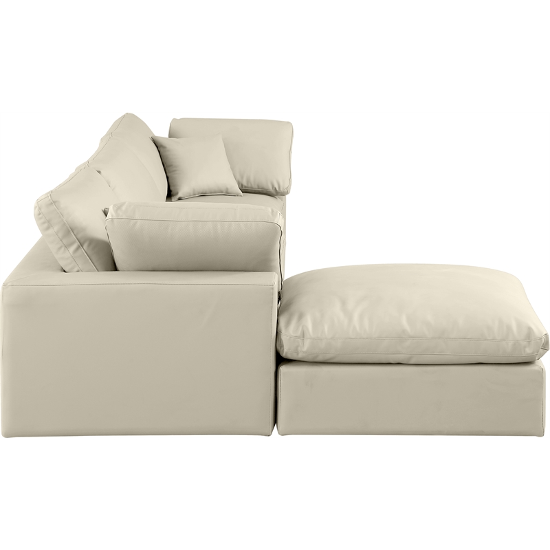Meridian Furniture Comfy Cream Vegan Leather 4-Pc. Modular Sectional