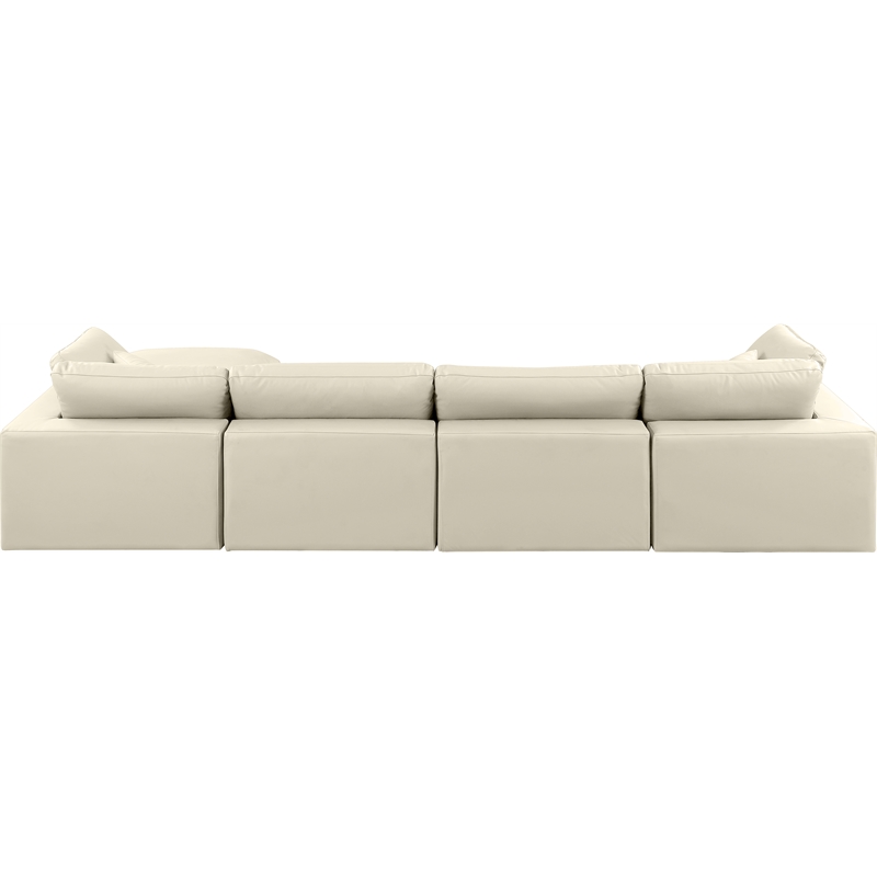 Meridian Furniture Comfy Cream Vegan Leather 5-Pc. Modular Sectional