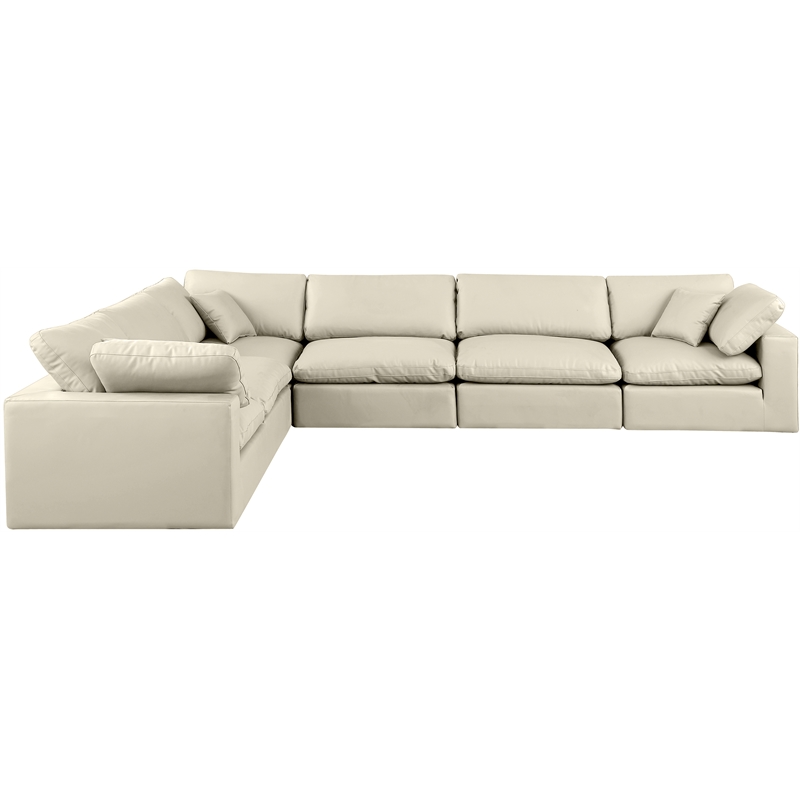 Meridian Furniture Comfy Cream Vegan Leather 6-Pc. Modular Sectional