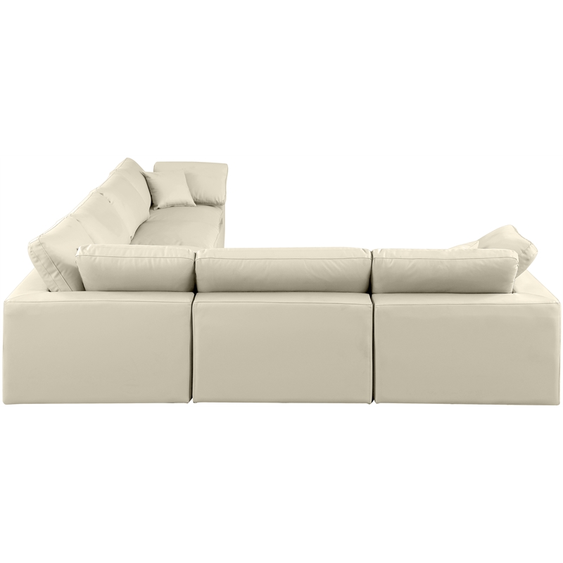 Meridian Furniture Comfy Cream Vegan Leather 6-Pc. Modular Sectional