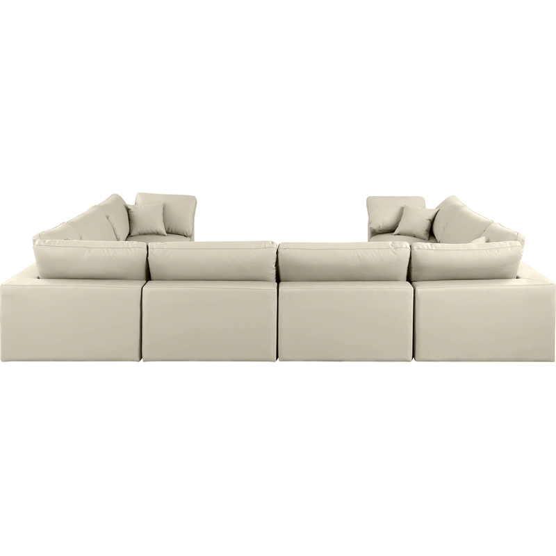 Meridian Furniture Comfy Cream Vegan Leather 8-Pc. Modular Sectional