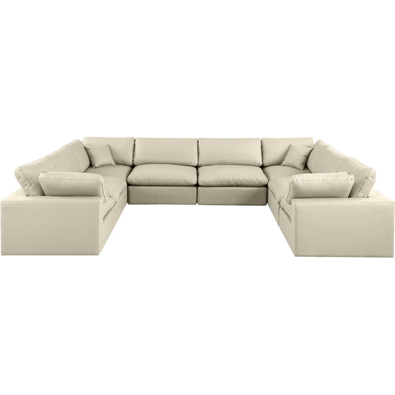 Meridian Furniture Comfy Cream Vegan Leather 8-Pc. Modular Sectional