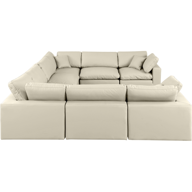Meridian Furniture Comfy Cream Vegan Leather 8-Pc. Modular Sectional