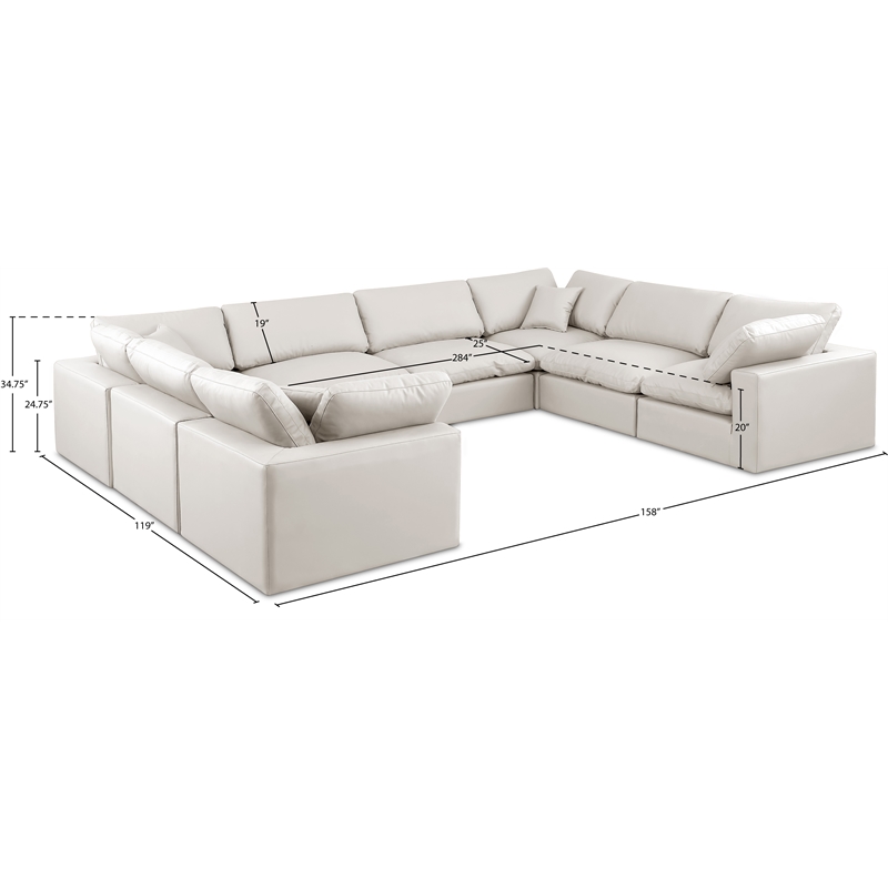 Meridian Furniture Comfy Cream Vegan Leather 8-Pc. Modular Sectional
