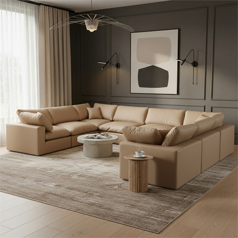 Meridian Furniture Comfy Tan Vegan Leather 8-Pc. Modular Sectional