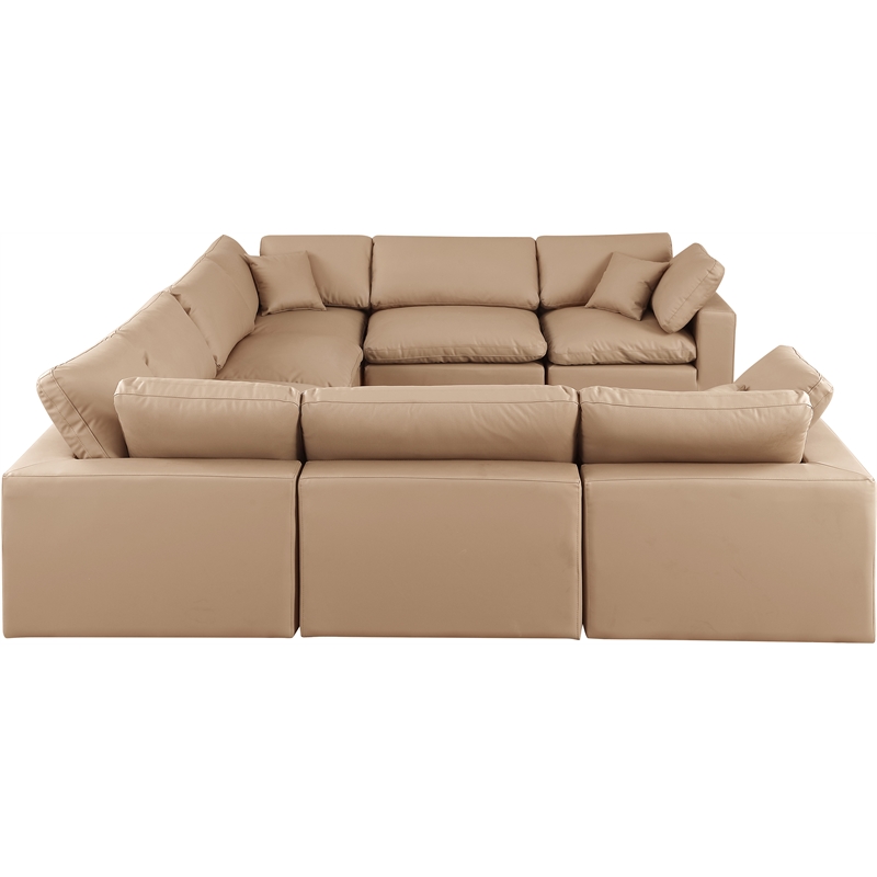 Meridian Furniture Comfy Tan Vegan Leather 8-Pc. Modular Sectional