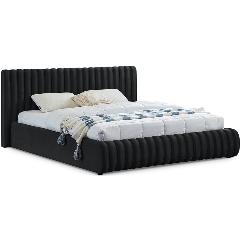 Meridian Furniture Nico Black Velvet Full Bed